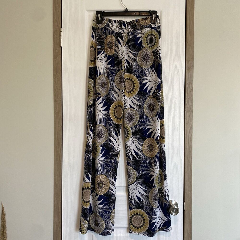 C-Mode Stretch Pants Women Sz M  Lose Comfy Floral Elastic Waist new/no tags